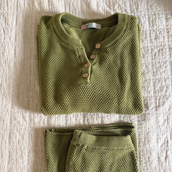 Free People Sweaters - Green Knit Hailee Sweater and Pants Set
